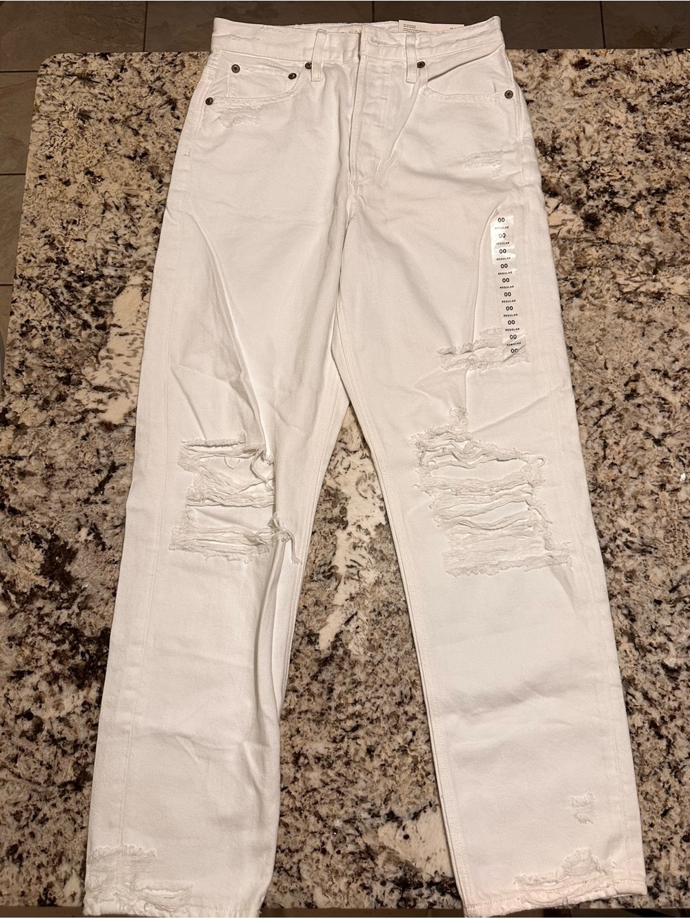 American Eagle Outfitters White Ripped Boyfriend Jeans